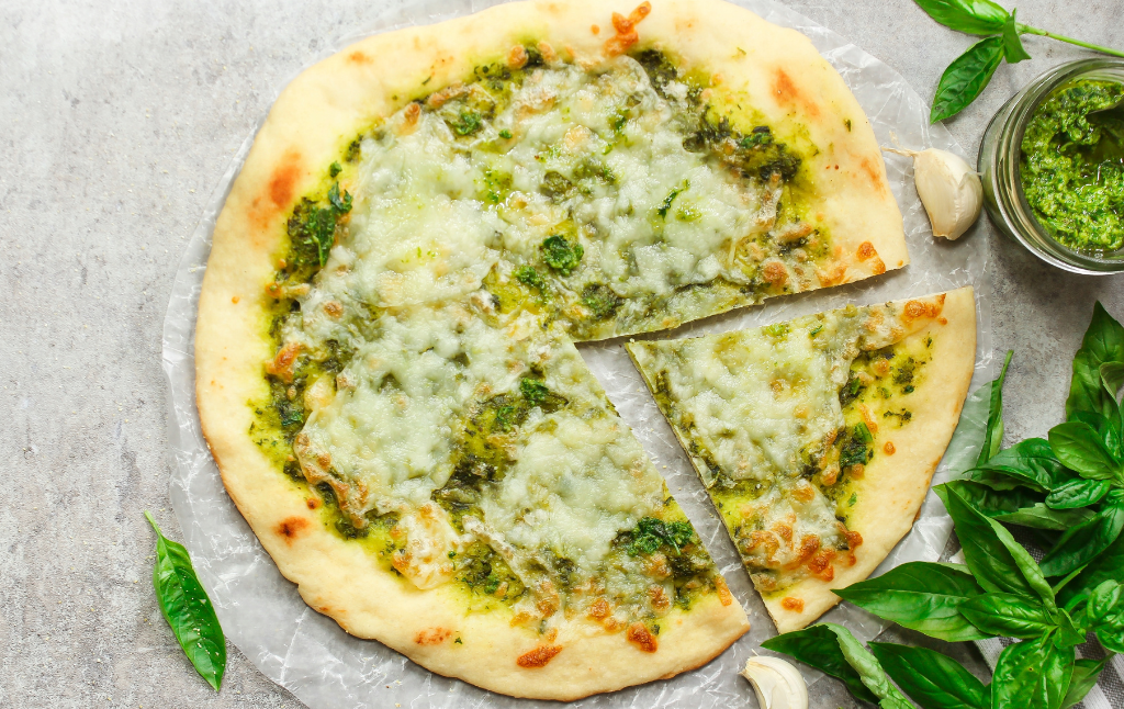 pesto soslu pizza